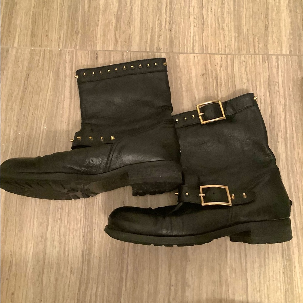 Jimmy Choo Gold Studded Biker Boots